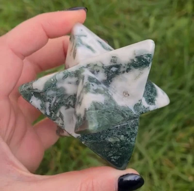 £24 • Buy Large Moss Agate Merkaba Crystal