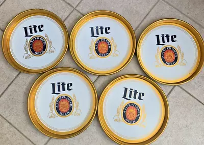 Lot Of 5 Vintage Miller Lite   A Fine Pilsner Metal Bar Trays- Used • $49.50