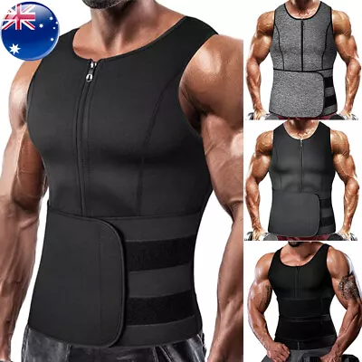 Men' Waist Trainer Body Shaper Training Trimmer Vest Sauna Sweat Sports Tank Top • $9.79