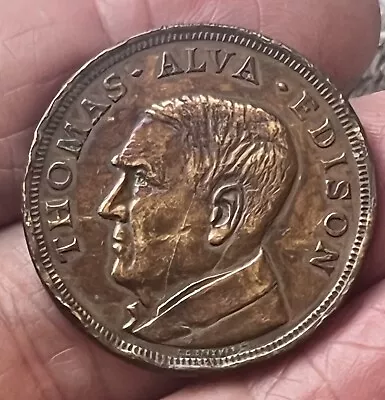1913 TOKEN Thomas A. Edison Electrical Exposition & Motor Show Medal New York • $6.99