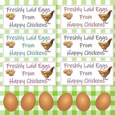 34 Egg Box Stickers/Labels Freshly Laid Eggs By Happy Chickens Choice Of Colour • £2.99