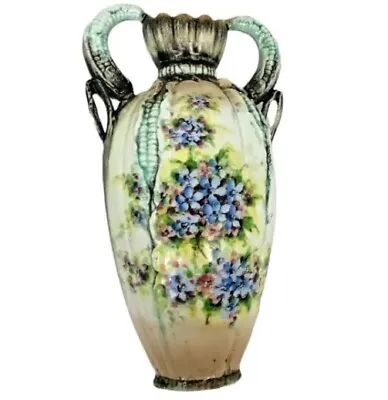 Antique Hungarian Majolica Pierced Corn Vase 3027 Double Handled Urn Floral • $249.99