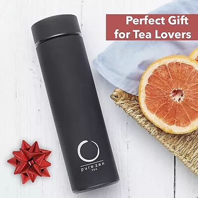 Stainless Steel Tea Infuser Tumbler - Insulated Thermos - Leakproof - 15Oz-Black • $40.28
