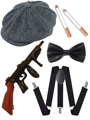 1920 Al Capone Gangster Peaky Gatsby Costume For Men Fancy Dress Accessories Set • £6.90