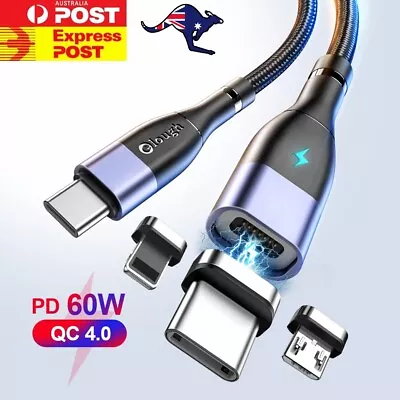 60W  Fast Charging Usb C To Type C  PD Cable Fast Data Transfer Cord Magnetic AU • $14.99