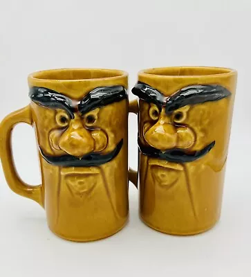 Weird Ugly Funny Face Coffee Mugs Mustache Novelty Whimsical Unusual Different • $15