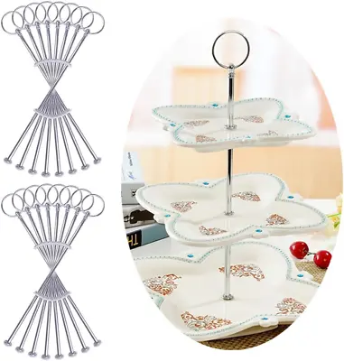 Rayinblue 16 Sets 3 Tier Cake Plate Stand Handle Fittings Silver For Tea Shop • £30.91