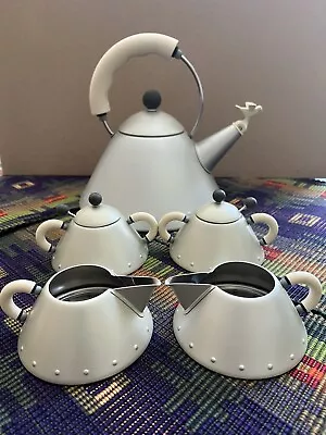 ALESSI : Tea Kettle With 2 Sugar Bowls & Milk Jugs / Pearl  / M. Graves ( RARE ) • $240