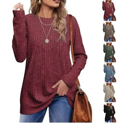 Womens Casual Long Sleeve Tops Ladies Basic Blouse Shirts Tunic Pullover Tunic • £10.69