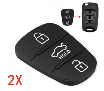 2pcs 3 Button Flip Key Replacement Rubber Keypad For Hyundai I30 I20 I35 Elantra • $6.63