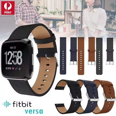 Genuine Leather Replacement Wrist Watch Band Strap For Fitbit Versa / 2 / Lite • $10.99