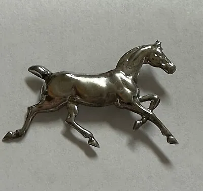 Beau Sterling Silver .925 Equestrian Trotting Beautiful Vintage Horse Pin Brooch • $14.99