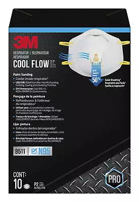 Cool Flow™ Valve Respirator 8511 N95 White 10 Masks • $20.03