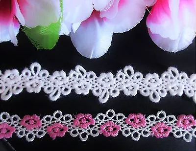 Lovely White Black And Pink Venise Lace Trim - Price For1 Yard/select Color/ • $1.76
