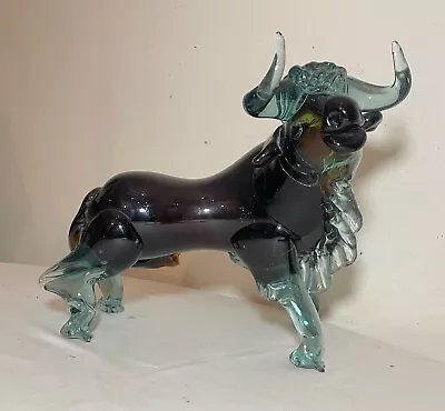 LARGE Vintage Hand Blown Murano Italian Art Studio Glass Bull Sculpture Statue • $339.99