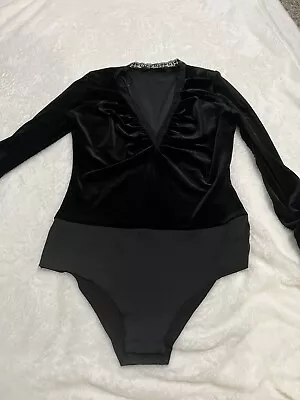 Bodysuit Zara Bodysuit  Long Sleeves Black Velvet Nw Without Tag • $14.99