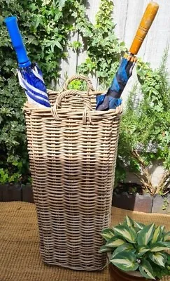  Rattan Wicker Weave Umbrella Stand /Basket  With Handles.Never Used • £30