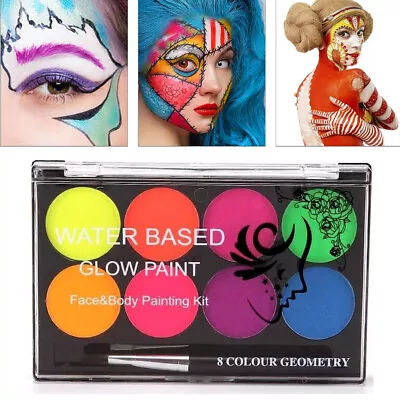 Non Toxic Face & Body Paint Make Up Palette Kit Water Based Oil Painting 8 Color • £5.92