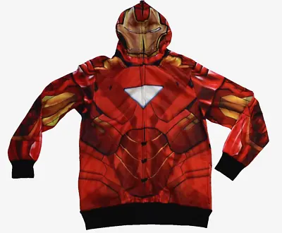 Marvel Mens Iron Man Full Zip Masked Sublimated Hoodie NWT Large • $15