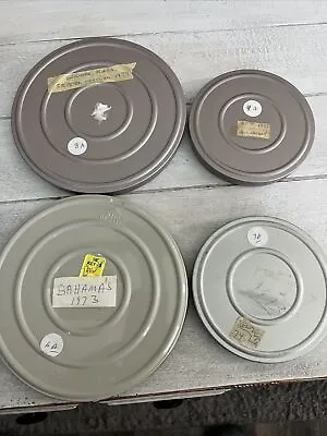 VINTAGE (4) 8MML HOME Movie Reel Cans  8mm Film Storage Metal Case REELS • $39.99