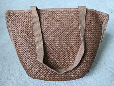 Vintage Nordstrom Straw Tote Bag In Toast Tan Made In Italy Never Used With Tag • $37