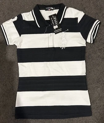 $25 • Buy BOYS RALPH LAUREN BLACK STRIPPED POLO - Size Medium - BNWT