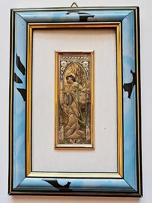 Vintage Authentic Art Nouveau Alphonse Mucha Silver Bas Relief Wall Art Hangings • $149.99