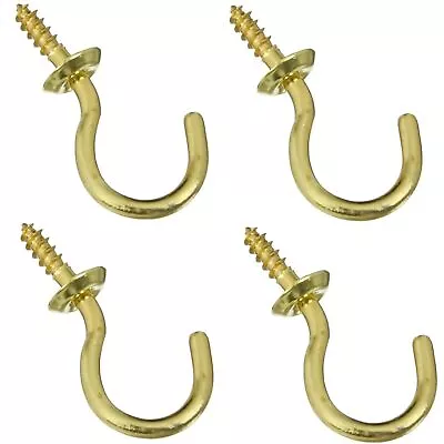 National Hardware S759-030 Cup Hooks 7/8  Solid Brass 4 Pack • $6.71