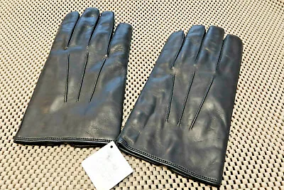 $128 Coach Men's 100% Cashmere Lined Basic Nappa Black Leather Gloves MEDIUM • $49.95