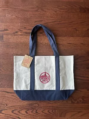 Brand New Trader Joe's Reusable Canvas Eco Tote Bag With Tag (Navy) • $29.99