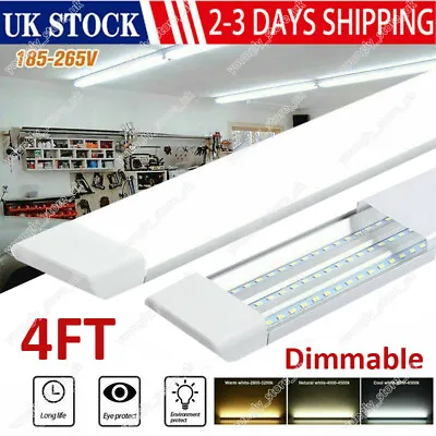 4FT LED Strip Lights Batten Tube Light Office Shop Garage Ceiling Lamp Dimmable • £10.69