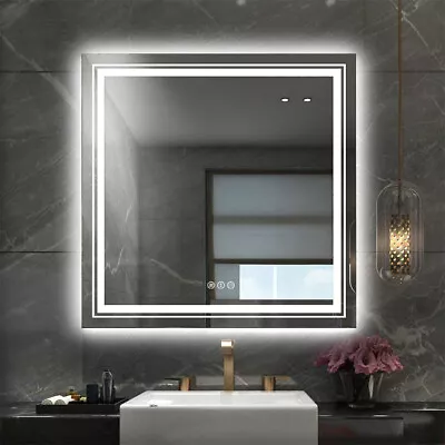 LED Bathroom Mirror 80x80cm With Front+Backlight Stepless Dimmable Vanity Mirror • $179.90