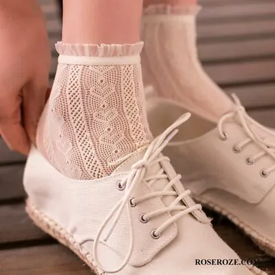 Lady Women Girls Ankle Socks With Heart Design Frilly Sock Lace Sock Ruffle Sock • $7.50