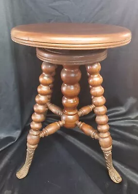 $175 • Buy Vintage Adjustable Swivel Piano Stool  Wood Cast Iron Legs 