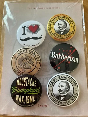 £1.99 • Buy Sex Of 6 Captain Fawcett's Moustache Tin Badges