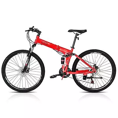 26  Foldable Adult Mountain Bike 21 Speed Full Suspension MTB Bicycle Unisex • $175.99