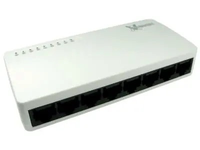 8 Port Ethernet Switch Box Network RJ45 Hub Cat5e Multiple PC Lan Internet Leads • £19.99