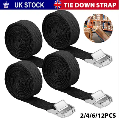 2Pcs Tie Down Straps Metal Cam Buckle Luggage Trailer Ratchet Car Roof Rack Belt • £5.99