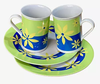 2 X Melamine Cole Mason Bright Floral Plastic Cups & Plates Camper Camping Retro • £9.95