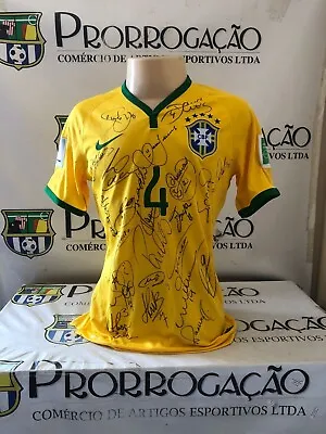 Brazil Shirt 2014 Nº 4 David Luiz Worn Shirt World Cup All Signed • £1850