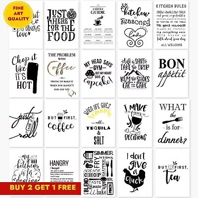 Kitchen Prints FINE ART QUALITY Wall Art Poster. Quotes Funny Home Room Picture • £3.99