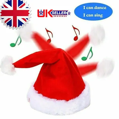 Christmas Xmas Novelty Santa Hat Cap For Musical Singing Moving Dancing Toy UK • £8.39