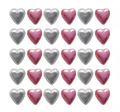 100 Chocolate Hearts Rose Pink & Silver-Made With Cadbury Milk Chocolate • $22.90