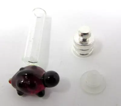 Lady Bug Red Glass Vial 1  Bottle Charm Cremation Ashes Pendant Rice US Seller • $8.99