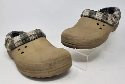 Crocs Blitzer Clogs Men 8 Women 10 Brown Rubber Fleece Lining • $15.95