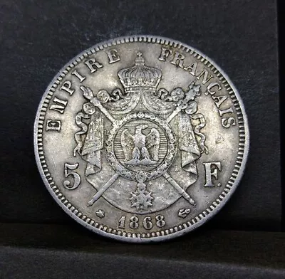 France Large Silver 5 Francs 1868 A Good Coin Great Condition (17) • $24.50