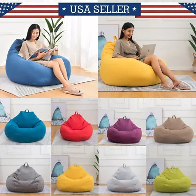 Modern Decor Indoor Cover Bean Bag Chair Couch Sofa Lazy Lounger Cover 8 Color • $27.89