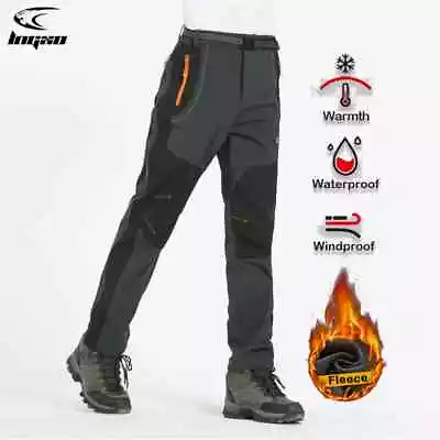 Thick Warm Fleece Hiking Pants Men Winter Waterproof Windproof Camping Ski Pants • $34.99