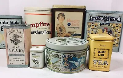 Lot Of 8 Vintage Collectible Tins FederalWagnerGolden NiagraUneeda BakersEtc • $140