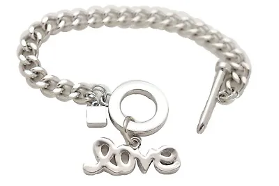 Women Bracelet Silver Metal Chain Fashion Jewelry LOVE Charm Nail Gift Present  • $13.95